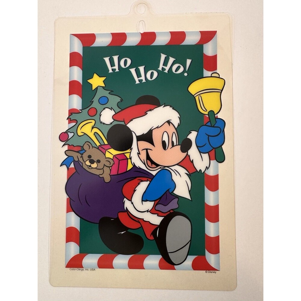 Disney Christmas Vintage Plastic Window Clings Goofy Mickey Minnie Set Of 7 Used - Picture 5 of 9